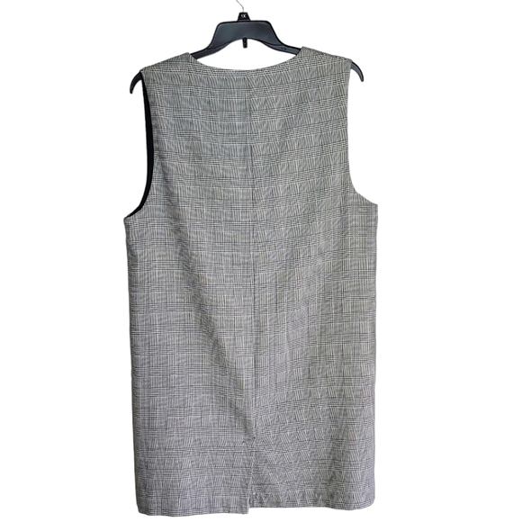 VINTAGE 90's GRUNGE ACADEMIA DRESS BLACK WHITE HOUNDSTOOTH PLUS SIZE 14 - Picture 3 of 7